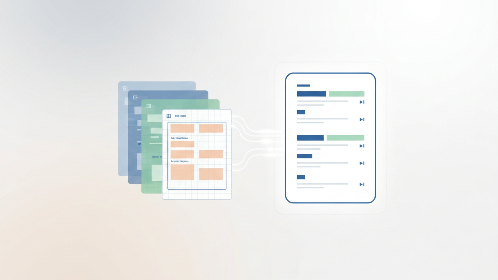 An abstract arrangement of layered geometric shapes with soft gradients and clean lines, emphasizing structured financial data and clear tax return presentation for audit-readiness.