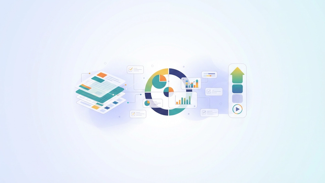 An abstract, minimal hero image features layered geometric shapes in soft gradients, subtly connected by lines, representing the organized segmentation and flow of survey data analysis for HR insights.