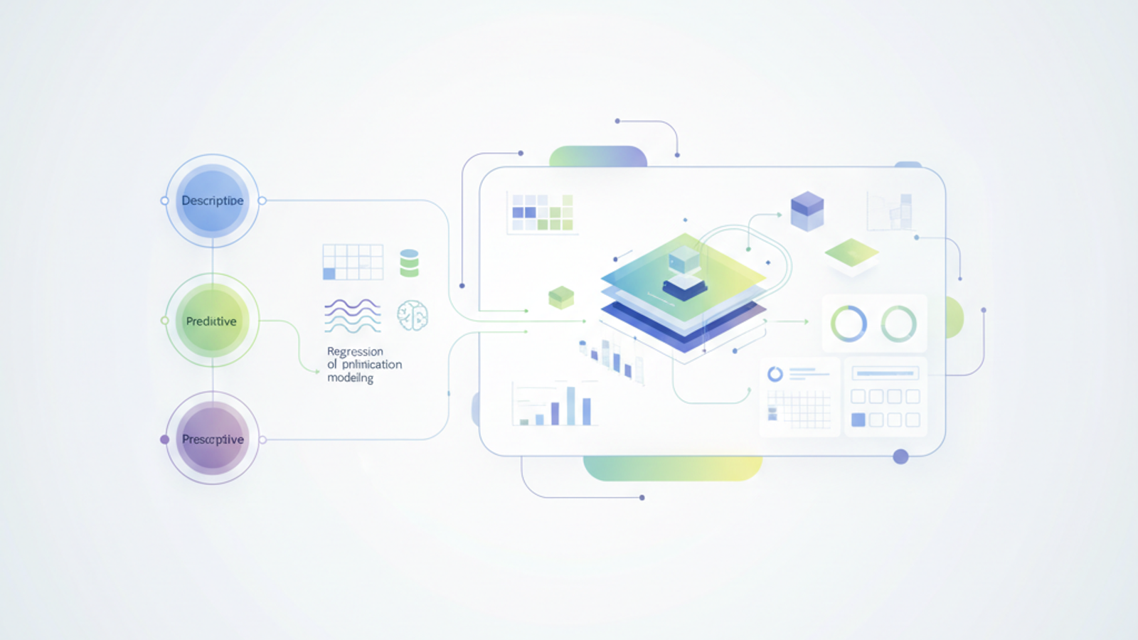 An abstract, minimalist hero image features interconnected geometric shapes and subtle data pathways in soft gradient colors, representing the integrated workflow and strategic insights gained from a supply chain analytics course.