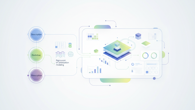 An abstract, minimalist hero image features interconnected geometric shapes and subtle data pathways in soft gradient colors, representing the integrated workflow and strategic insights gained from a supply chain analytics course.