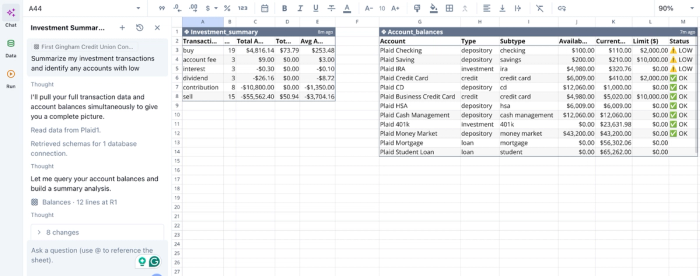 Data analysis in Quadratic, API for financial statements