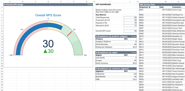 Screenshot for the file " NPS Dashboard Template "