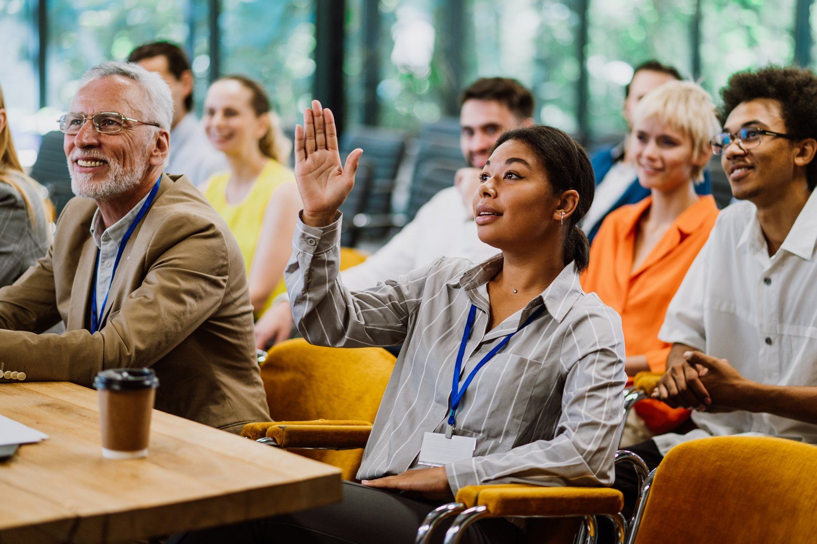 Attendees gathered at a live seminar