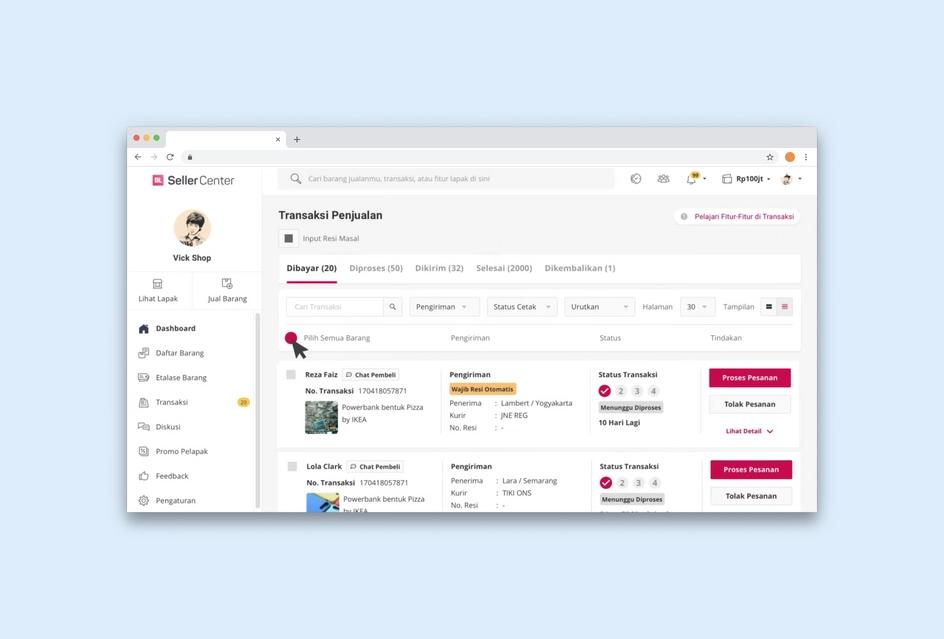 Redefine Seller transaction process using the Kanban system