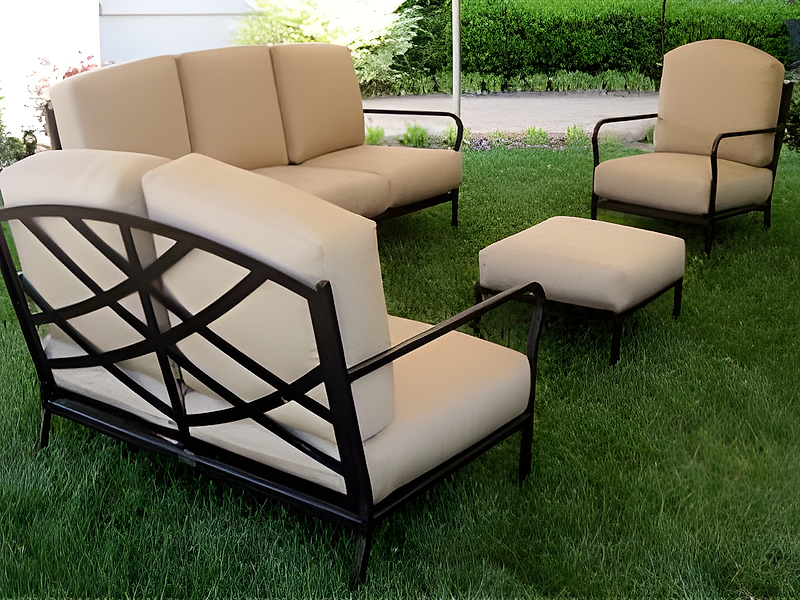 Weave Back Series — Two Arm Chair, Two Arm Love Seat, Ottoman