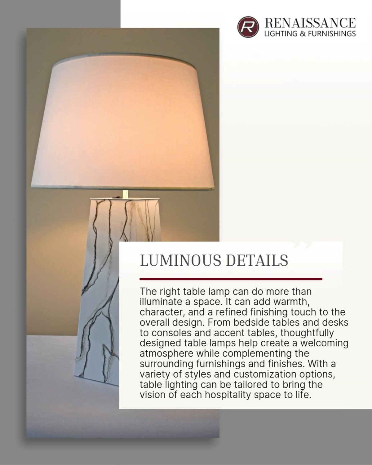 Luminous Details
The right table lamp can do more than illuminate a space. It can add warmth, character, and a refined finishing touch to the overall design…