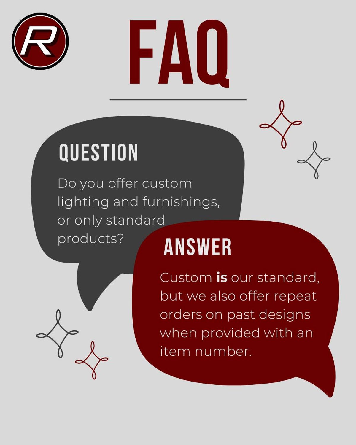You’ve got questions—we’ve got answers. 🙌
From production timelines to finish options and sample availability, we’re here to make your custom lighting exper…