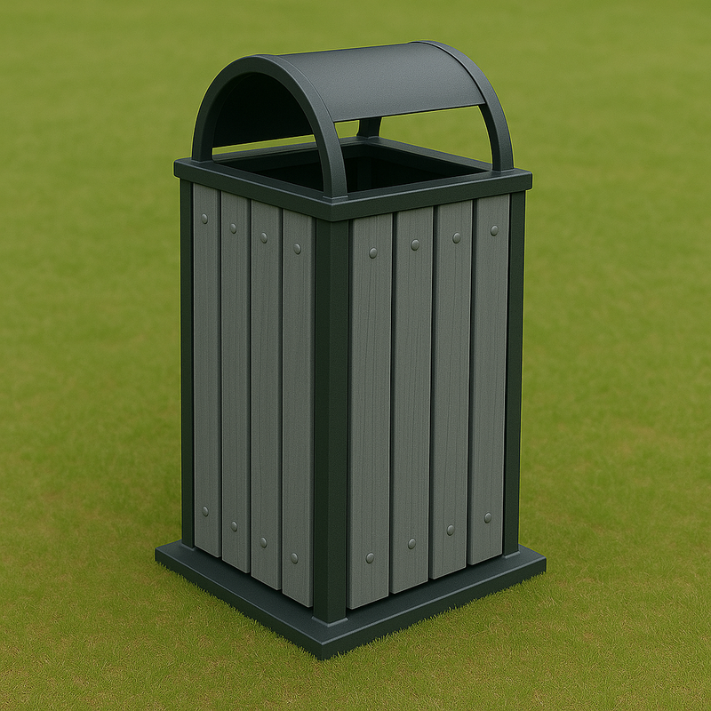 Faux Wood Slat Trash Receptacle 