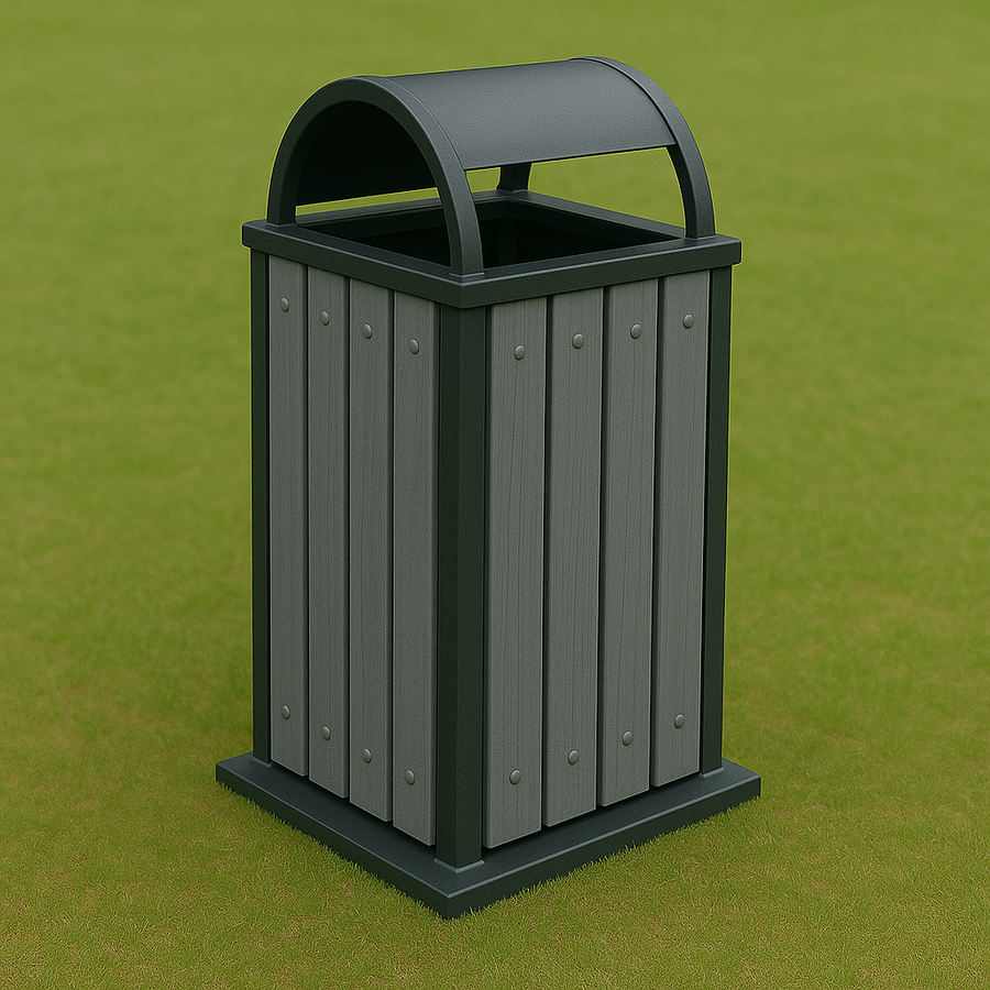 Faux Wood Slat Trash Receptacle