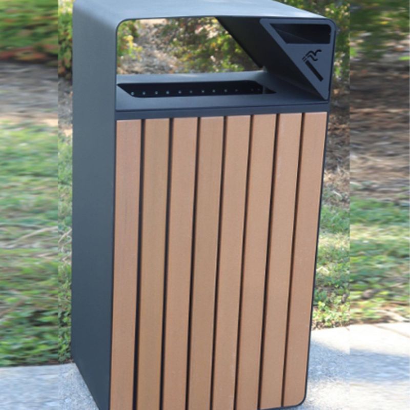 Ash-Trash Receptacles 
40” H x 21.25” W x 15.75” D
RAL-9011 Graphite Black Powder Coat
Toffee Faux Wood
 Made in the USA