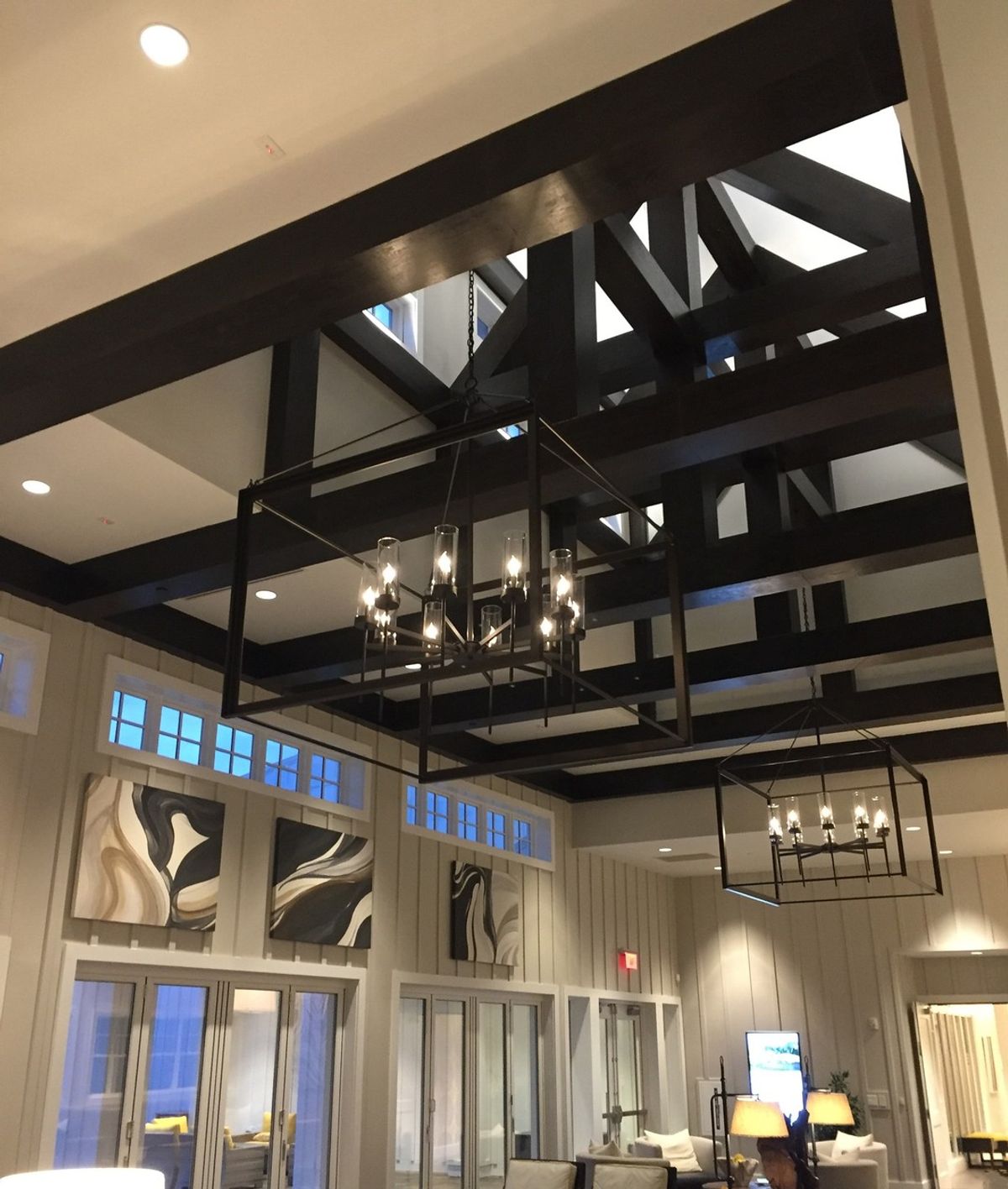 This unique install at Trilogy Lake Norman Clubhouse features many different materials. Custom design in collaboration with Design Lines, Inc.