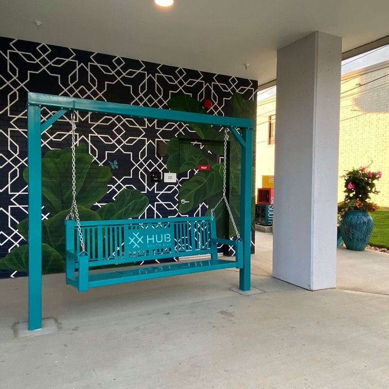 New Bench Made in the USA
RF-G-0533
100” OAW x 84” OAH 
RAL 6034 Pastel Turquoise  Powder Coat Background of Logo
RAL 5021 Water Blue Powder Coat overall Ben…