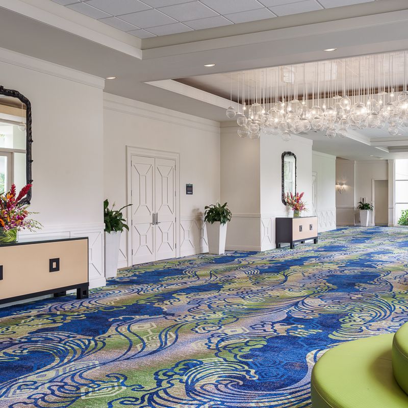Statement piece? Say less. 😍✨

Our signature glass ceiling fixture floats effortlessly in this vibrant pre-function space, adding an airy elegance to the ro…