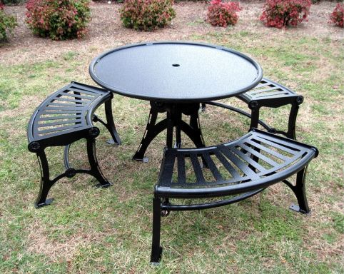 Three Bench Carousel Table