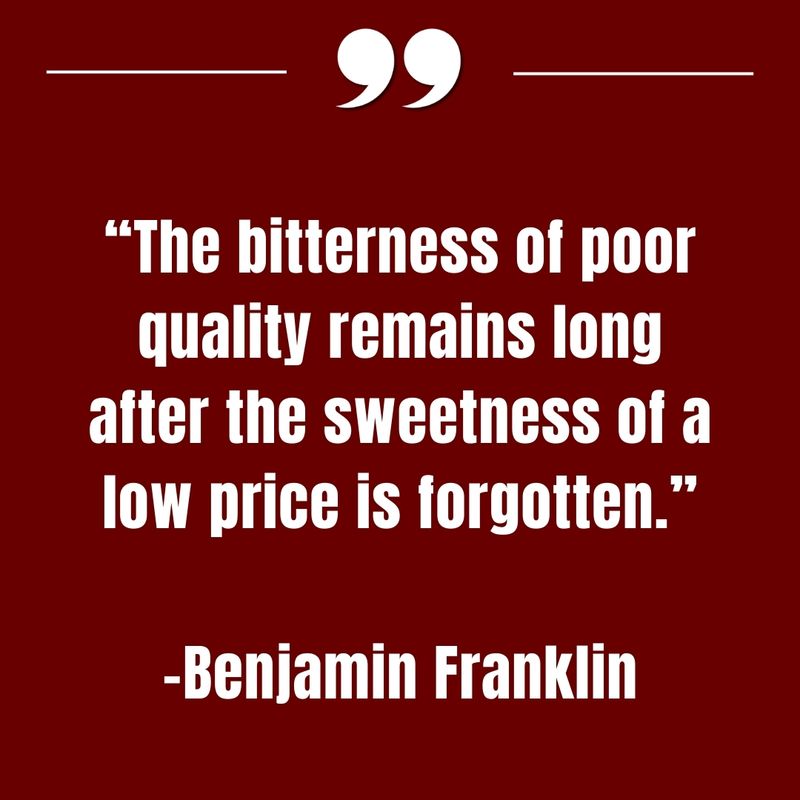 "The bitterness of poor quality remains long after the sweetness of a low price is forgotten." — Wise words we live by. Quality craftsmanship isn’t optional—…