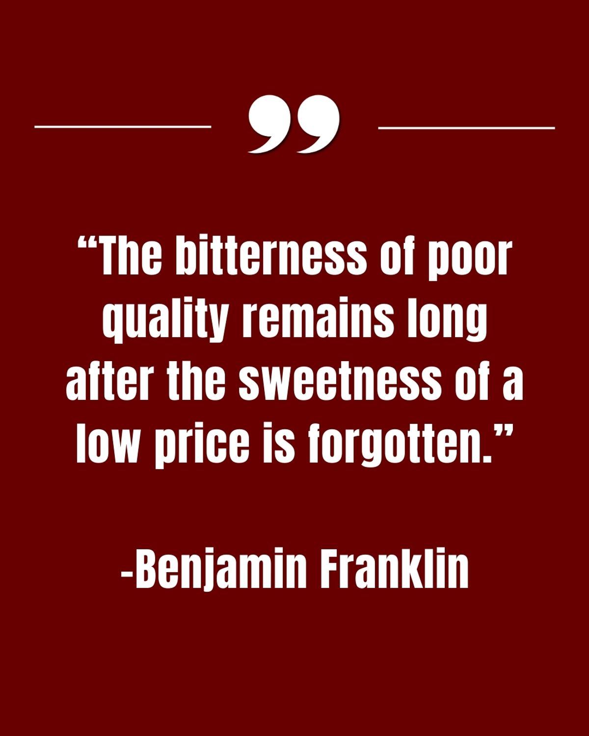 "The bitterness of poor quality remains long after the sweetness of a low price is forgotten." — Wise words we live by. Quality craftsmanship isn’t optional—…