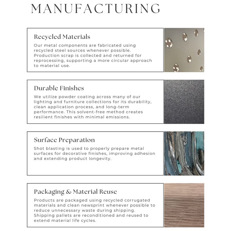Responsible Manufacturing
Responsible manufacturing is part of how we approach our production. From materials to finishing and shipping, we look for practic…