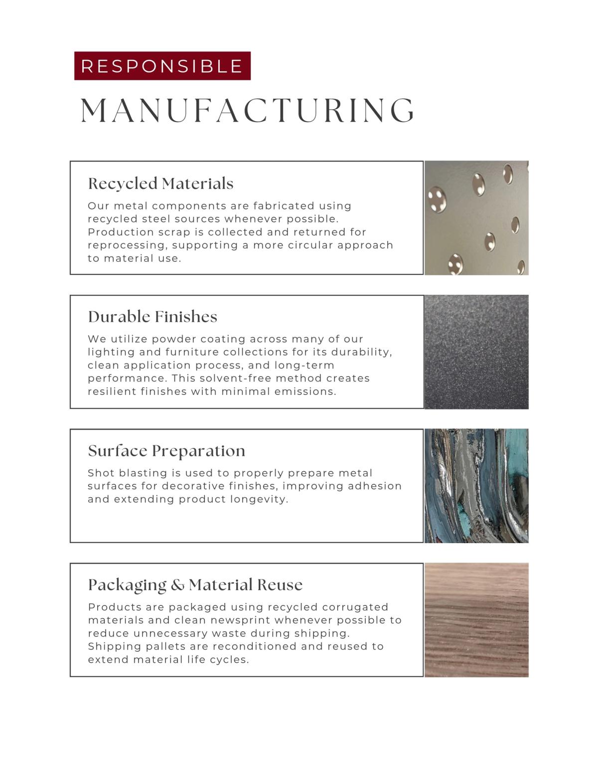 Responsible Manufacturing
Responsible manufacturing is part of how we approach our production. From materials to finishing and shipping, we look for practic…