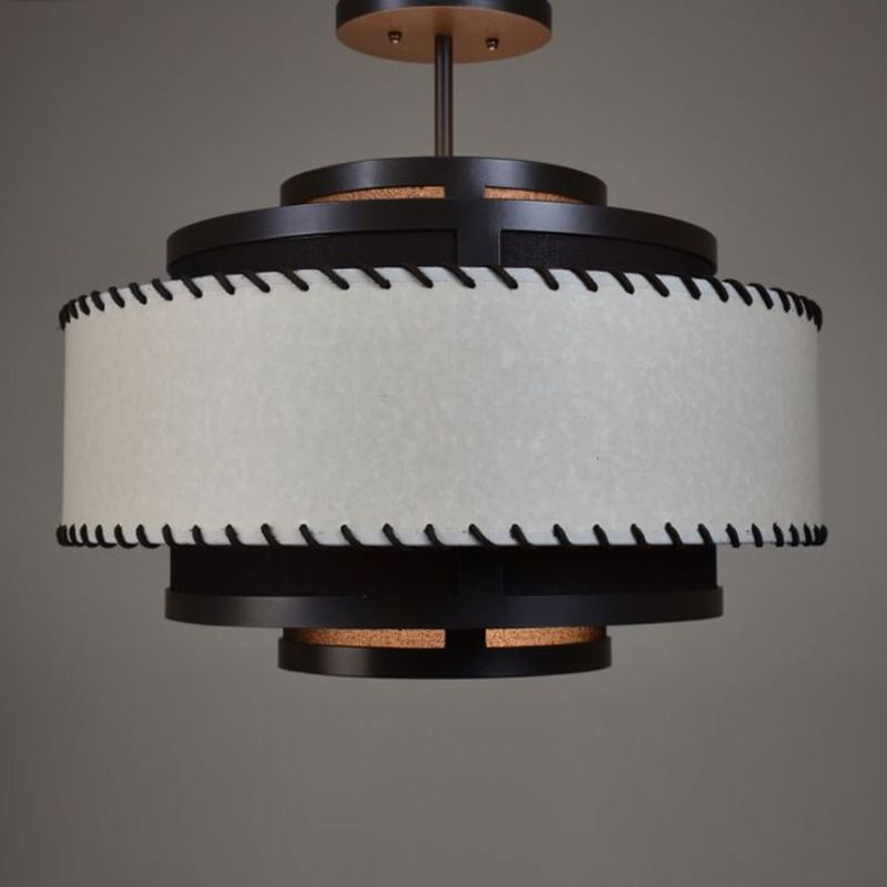 New Pendant 
Made in the USA
RL-3-1484
20"D x 13"H x 18"OAH
Cappuccino Powder Coat
Outer Shade - Marble Beige Paper w/ Stitching
Inner Shade - Cappuccino Lin…