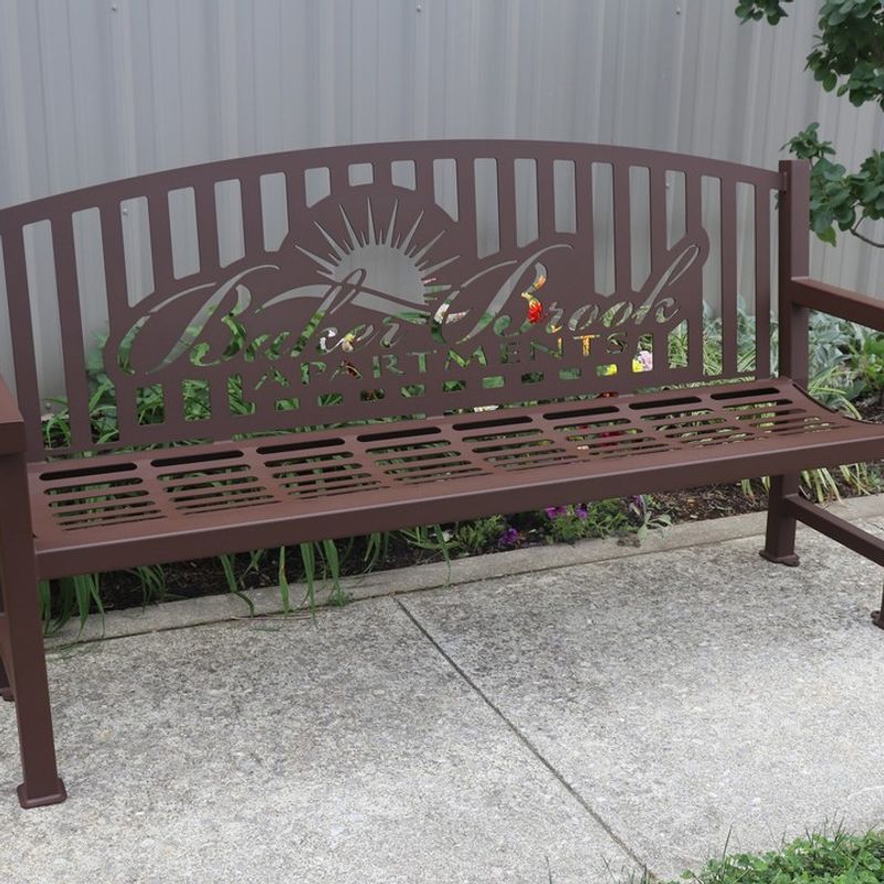 Site Furnishings New Bench
B-1452-6-SM Baker Brook
72” L x 39.25” H 
Rust Powder Coat PC-47