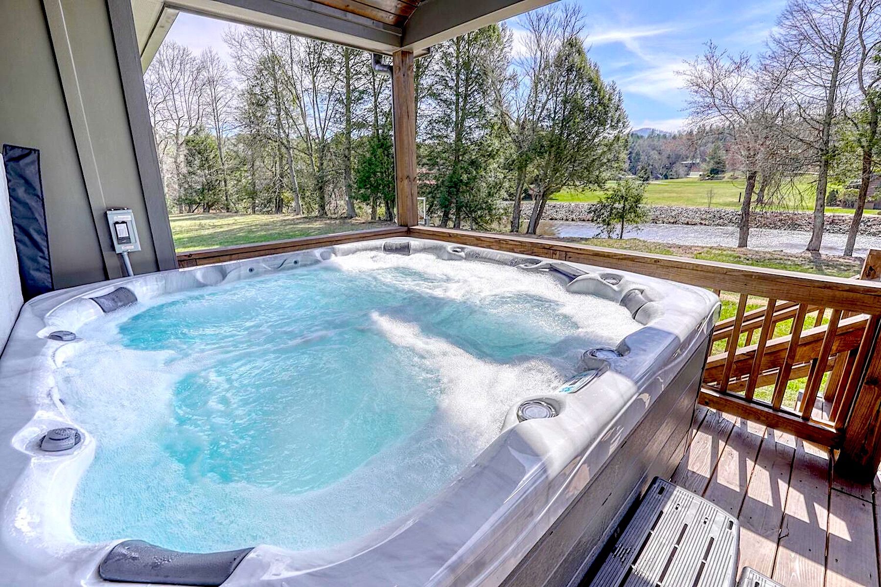 Toccoa River Views From Hot Tub At A Luxury Suches Georgia Cabin Rental