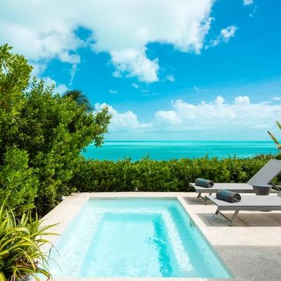 View from the pool at a Turks and Caicos vacation rental.