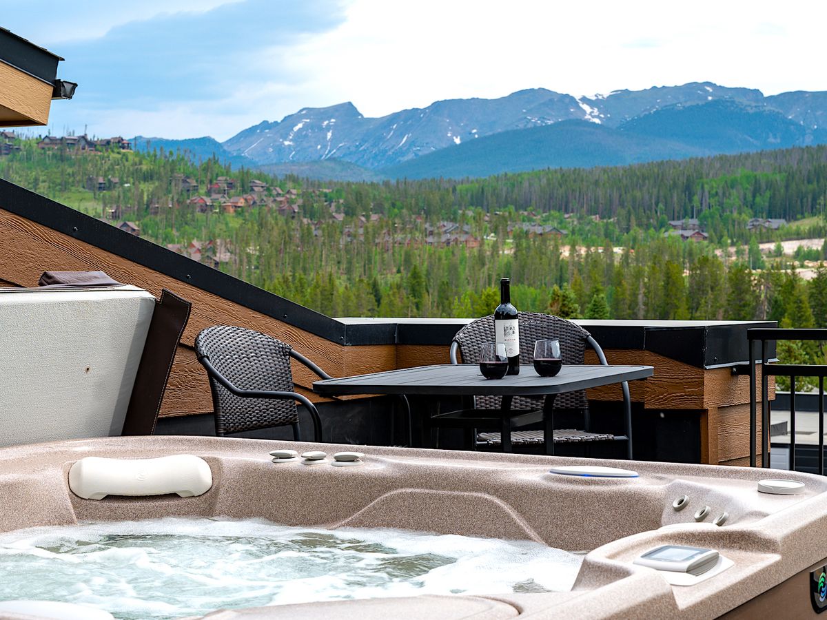 Rooftop Hot Tub With View of The Continental Divide From Luxury Winter Park Vacation Rental Hot Tub