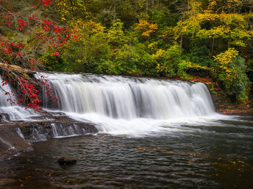 Waterfall and Fall Colors in the Blue Ridge Mountains
