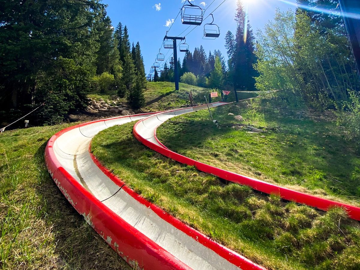 Alpine Slide Track At Winter Park Resort and Chair Lift in The Summer