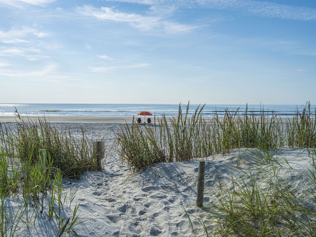 Dune and Red Beach Chairs on Folly Beach, SC