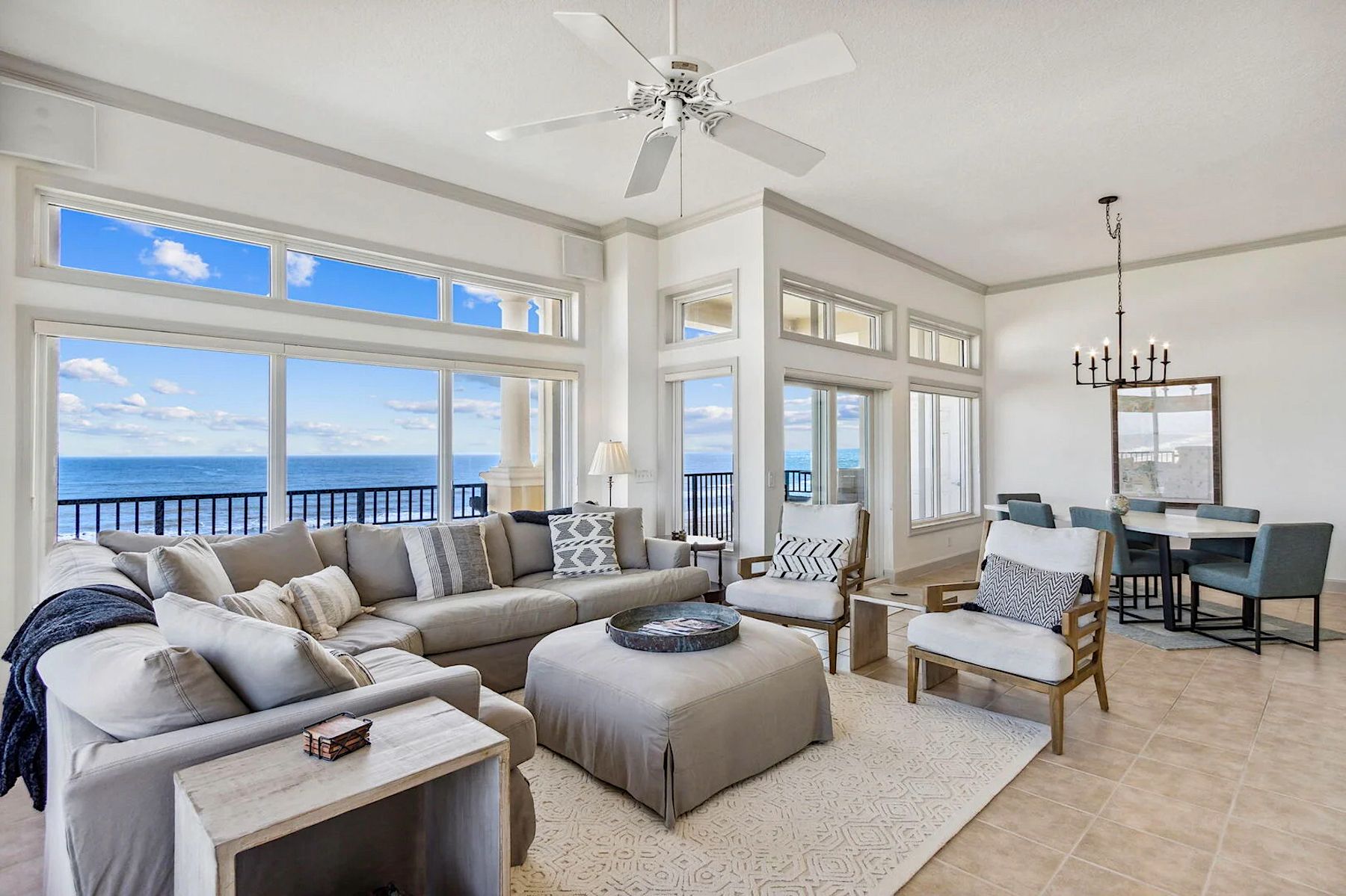 View of Living Room in A Luxury Amelia Island Vacation Rental With Panoramic Ocean Views