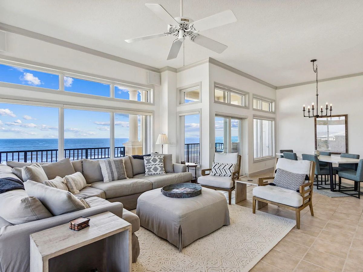 View of Living Room in A Luxury Amelia Island Vacation Rental With Panoramic Ocean Views