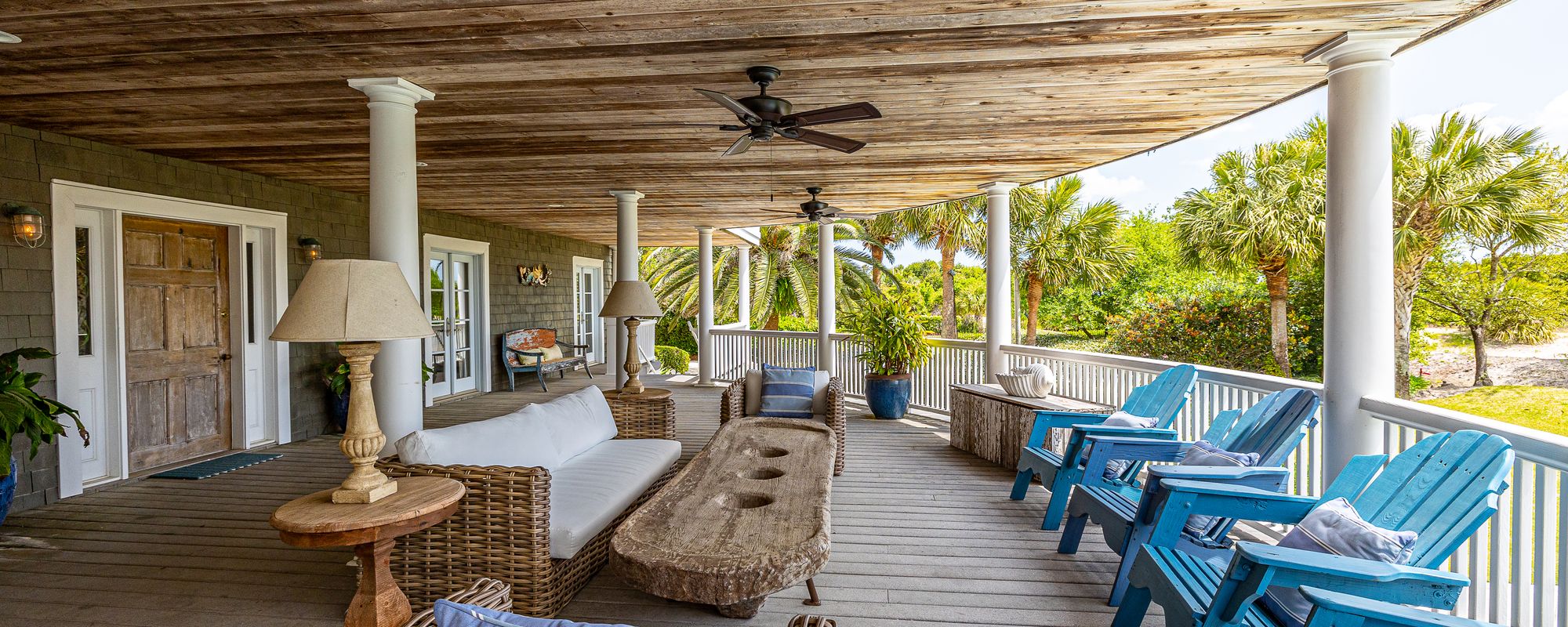 Outdoor deck with lounge furniture at St. Simons Island vacation rental