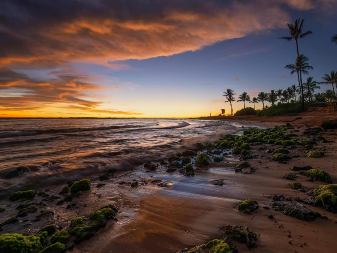 sunset view at beach in Hawaii