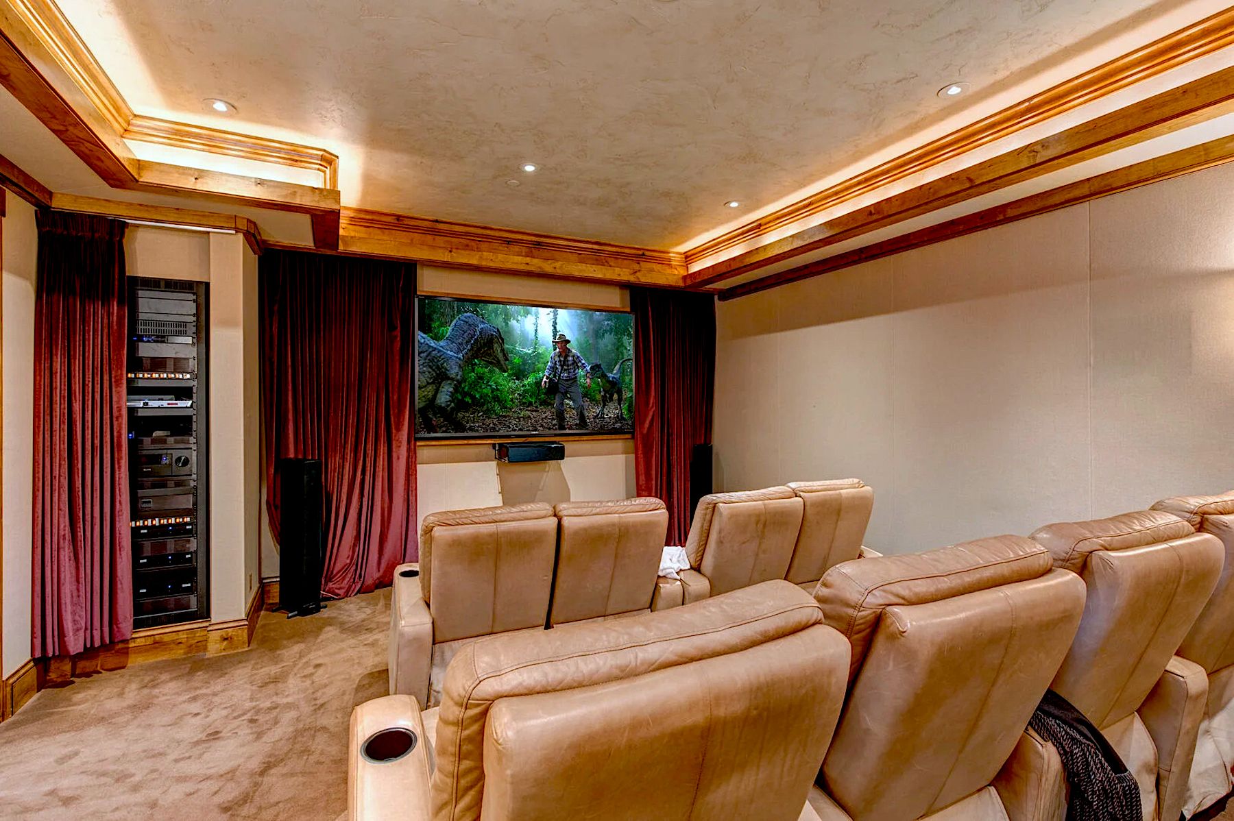 Home Theater with Large Recliners in A Park City Luxury Vacation Rental