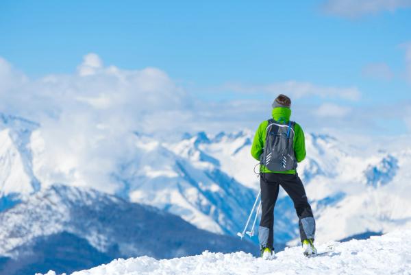 Looking out a snowy mountain view