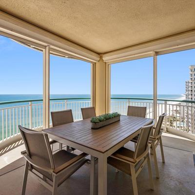 Covered balcony with views from Beach Colony West 15D.