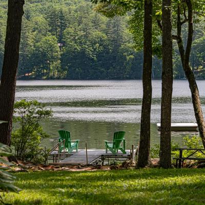 Private dock at a Maine vacation rental.