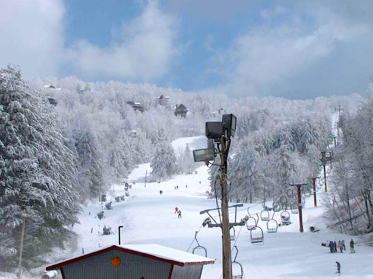 View of Ski Lifts and Runs At Hatley Pointe Ski Resort in North Carolina