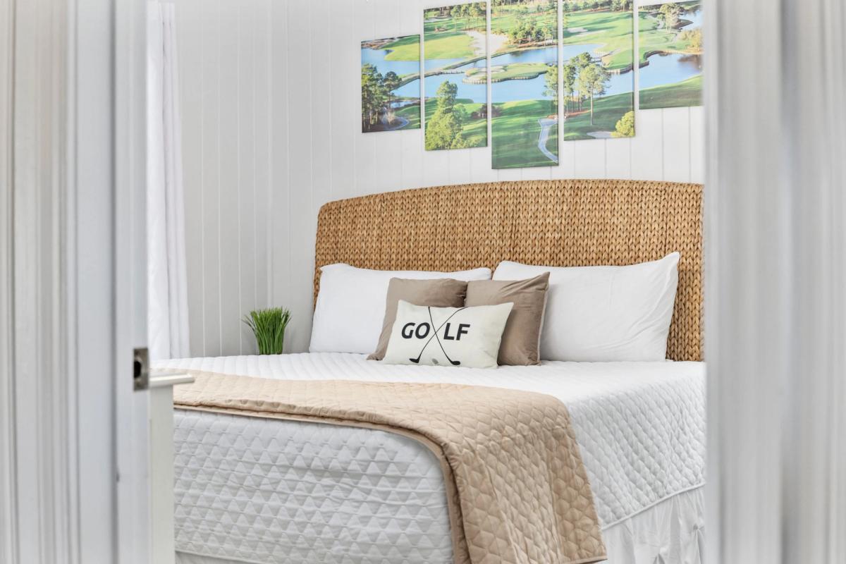 Primary bedroom in A Boardwalk Away.