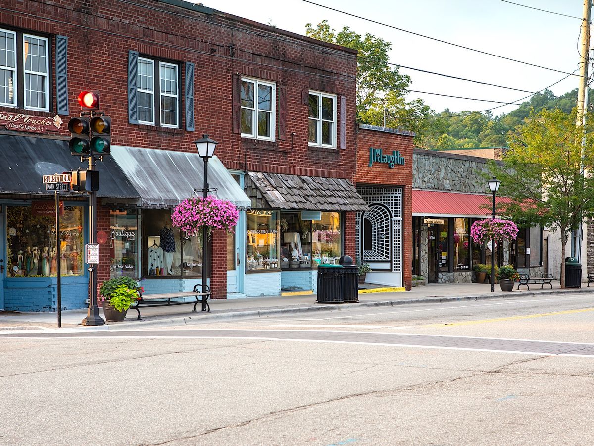 Street View of Quaint Downtown Shops in Blowing Rock, NC