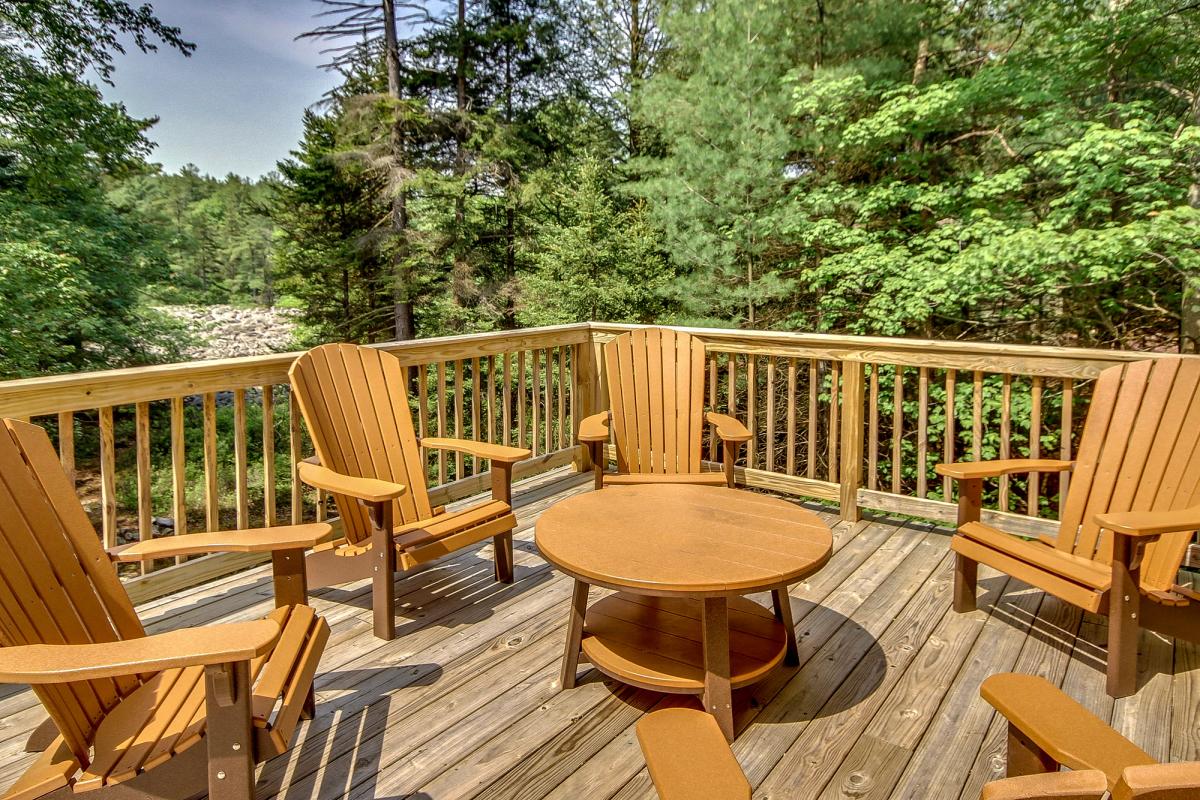 Outdoor living space at a Pocono Mountain vacation rental.