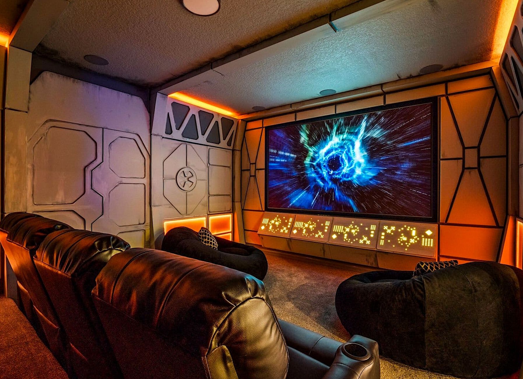 Tiered Deep Space Themed Theater In A Luxury Orlando Vacation Rental
