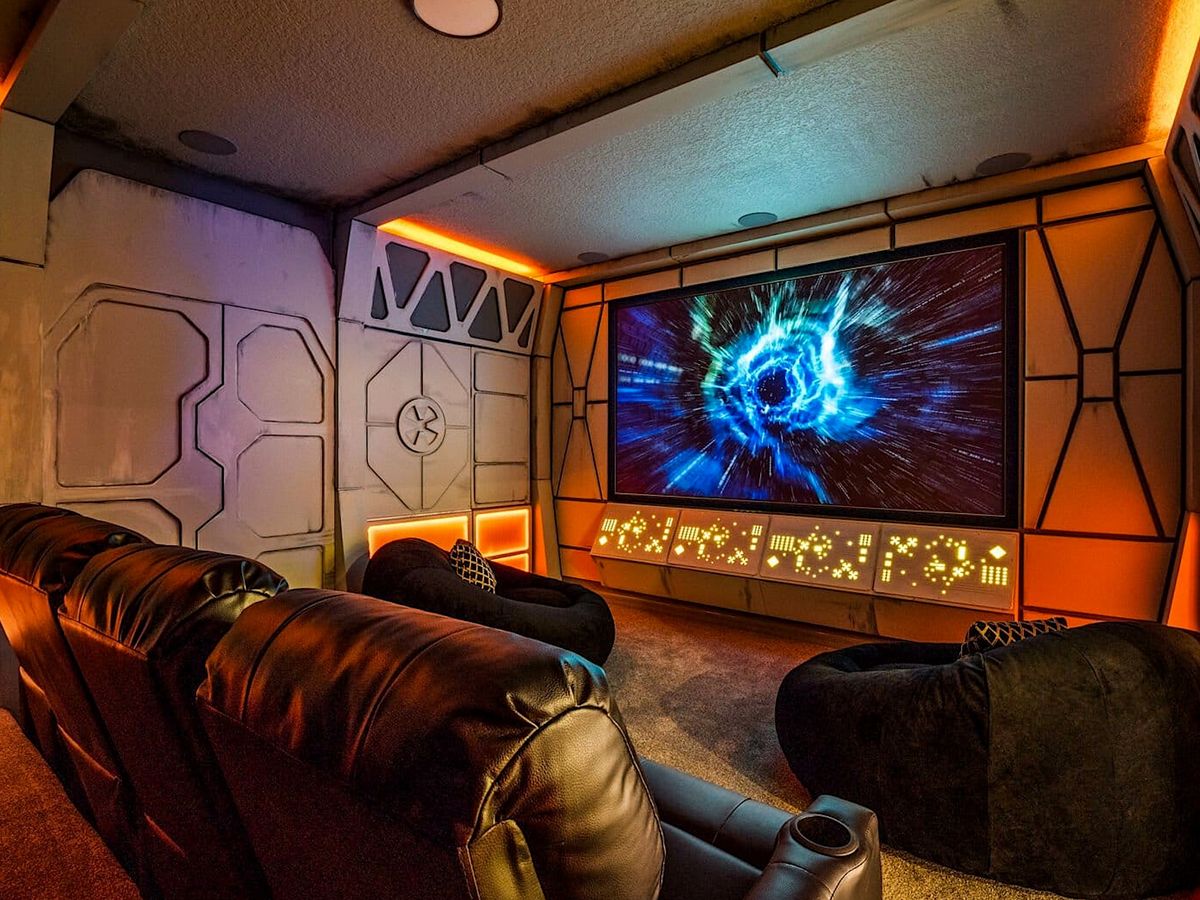 Tiered Deep Space Themed Theater In A Luxury Orlando Vacation Rental