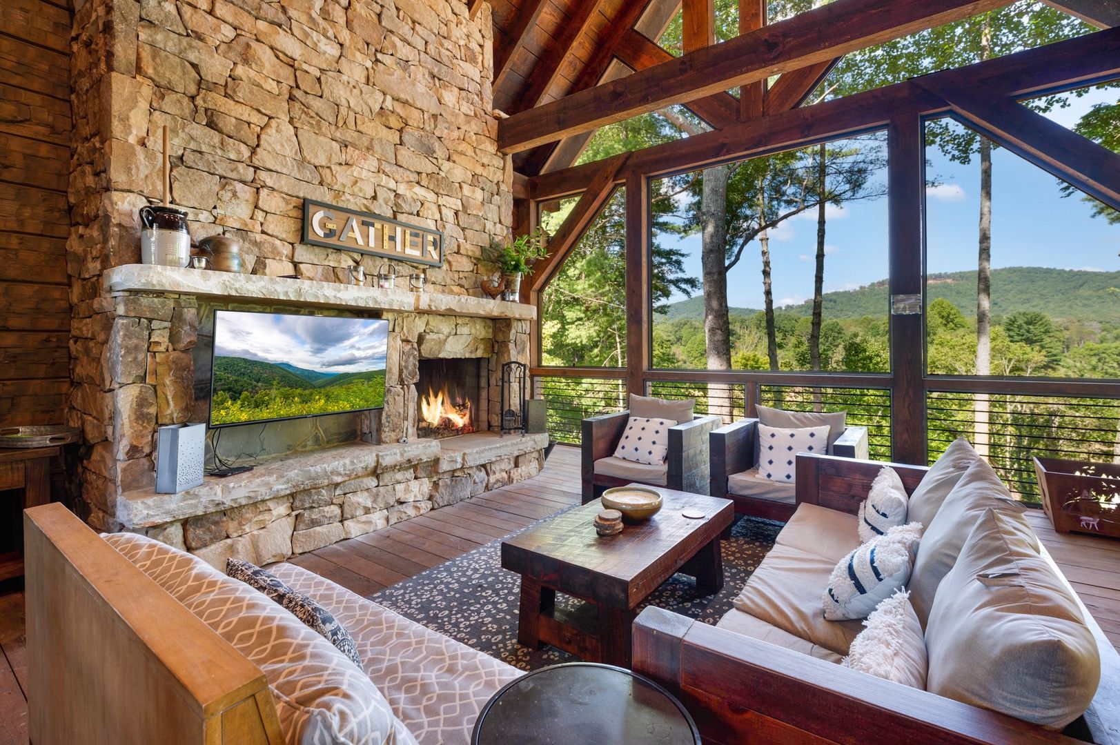 View of Outside Living Room in a Luxury Blue Ridge, GA Vacation Rental