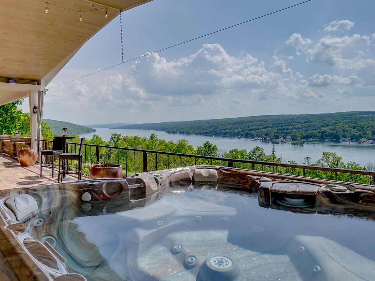View of Keuka Lake From Hot Tub At A Luxury Finger Lakes Vacation Rental