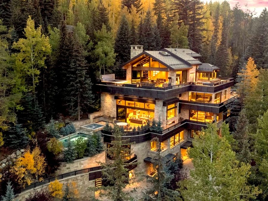 Aerial View of Luxury Vail Colorado Rental with Fall Colors