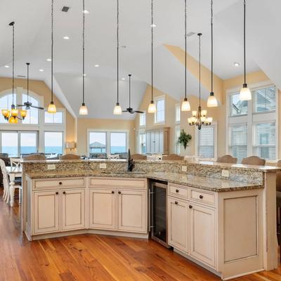 Kitchen with water view