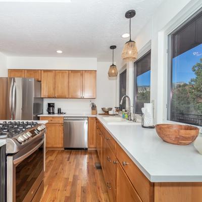 Open kitchen with views in Sugarloaf House.