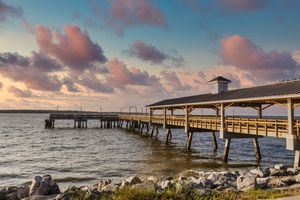 View of St. Simons Island Pier in Georgia at Sunset